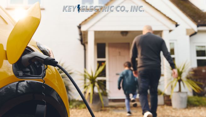 Professional installation of an EV charging station in a garage, offering seamless electric vehicle charging and increased property value